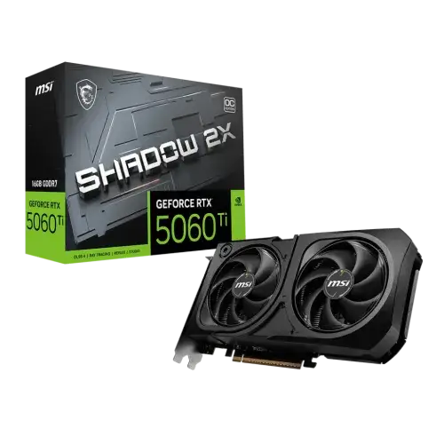 MSI GeForce RTX 5060 Ti 16G SHADOW 2X OC PLUS 16GB GDDR7 Graphics Card